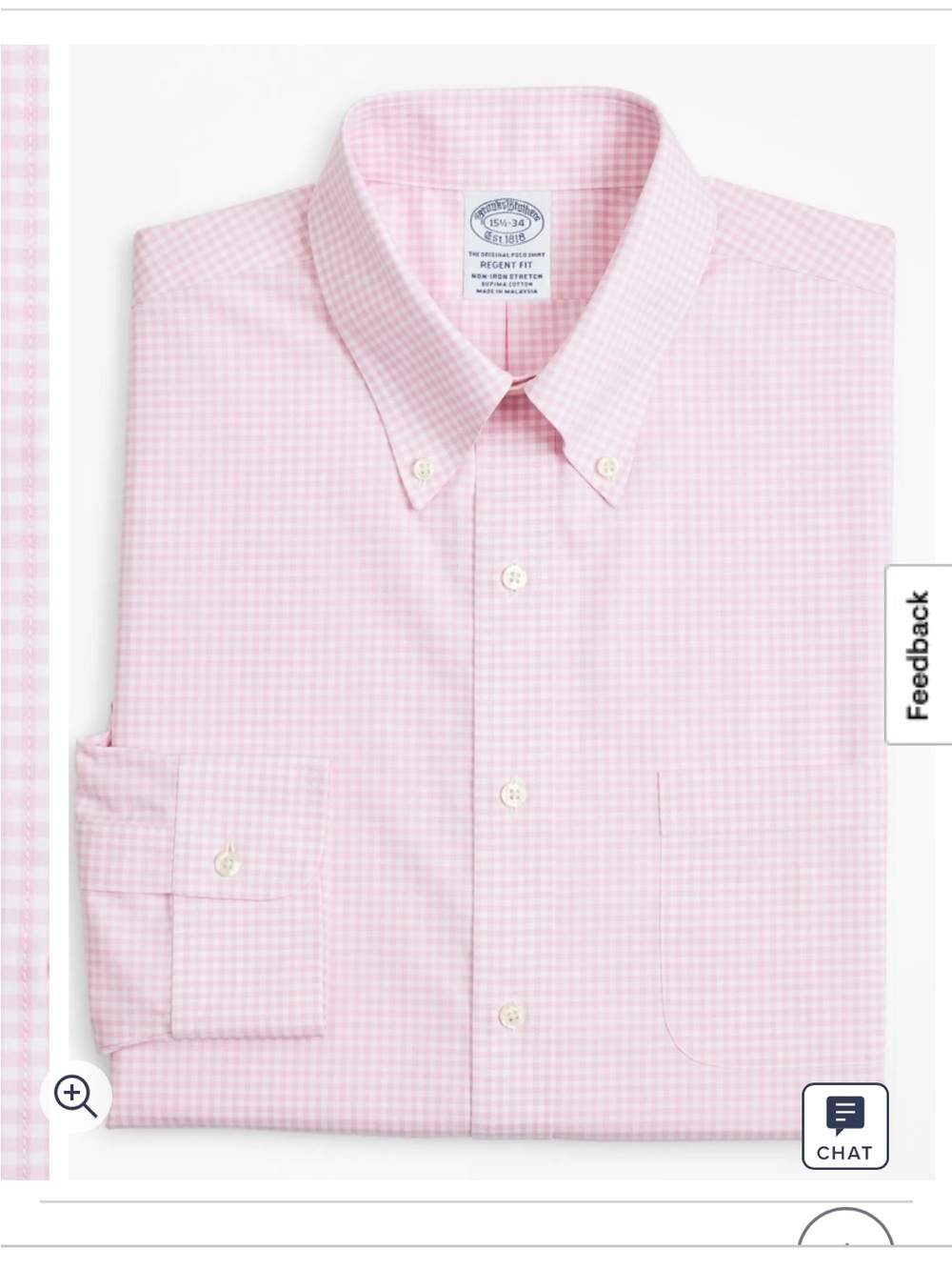 Brooks Brothers Pink Gingham Button-Down Dress Shirt